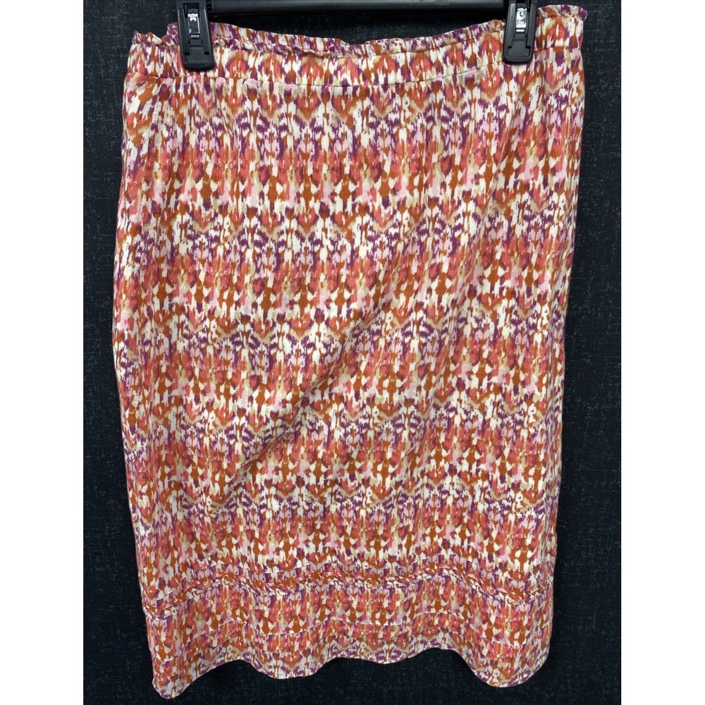Eddie Bauer Skirt Womens Small Pink Orange Tie Dye AOP Midi Elastic Waist Lined - Picture 2 of 10